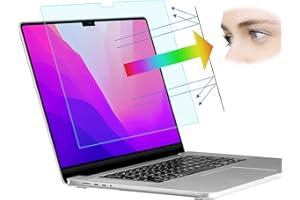 DISTANCEE 2 Pack Clear Anti-Glare Blue Light Filter Screen Protector for MacBook Pro 16 inch with M1 Max/Pro Chip&Touch ID A2485 2021 New Released, Removable 5H Hardness Screen Protector