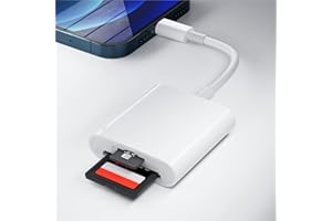 SUNTRSI Dual Slot Memory Card Reader for iPhone & iPad, Supports SD and TF Cards, Portable Game & Trail Camera Viewer, Plug and Play