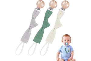 Vicloon bomulls nappklämma, 3 st nappklämma med klämma Baby nappklämma för att fästa napp på babykläder, dummy klämma BPA-fri för baby shower present