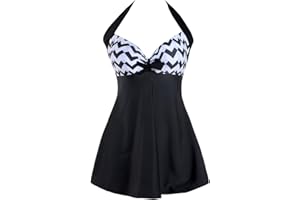 Sixyotie Women's Plus Size Swimsuit One Piece Swim Dress with Skirt Tummy Control Swimwear