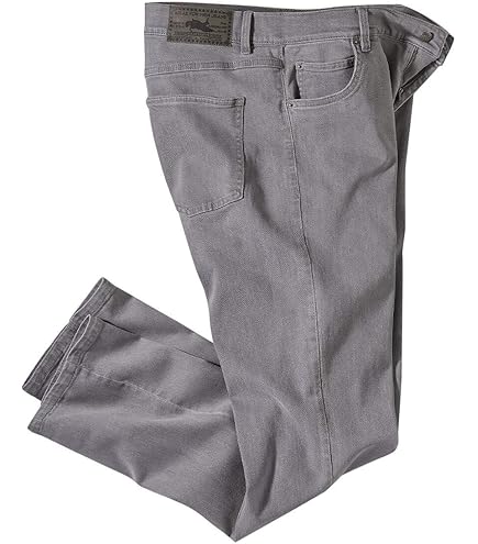 iProfash Dikke naad herenjeans broek gewassen rechte snit regular stretch grijs blauw W29-W38, 36W / 34L