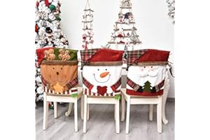 XNSHUN 3 Stück Weihnachten Stuhlhussen Esszimmerstuhl Stuhlbezug, Weihnachten Stuhlrückenbezüge Weihnachtsstuhlhussen Weihnachtsdeko, Weihnachtsstuhl Rückenabdeckung Für Esstisch Stühle Dekoration