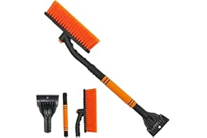 STFYUG 2 In 1 Schneebesen Auto, Eiskratzer Auto mit Besen, Eiskratzer mit Besen, Auto Schneebesen, Besen Auto Schnee, Schneebesen Auto Lackschonend für SUV, LKW, Fahrzeugwindschutzscheibe(B3)