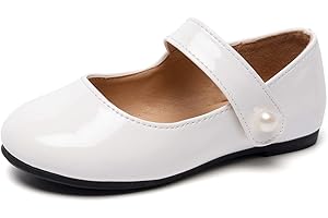 HEVA Klassische Mary-Jane-Schuhe für Mädchen mit Klettverschluss, Flache Schuhe für Hochzeitskleider Schulschuhe