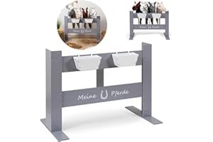 Ella & Piet® Hobby Horse Ständer FENCY aus Holz für 4 Pferde (Weiß) Stall Pferdestall Hobby Horsing (Grau)