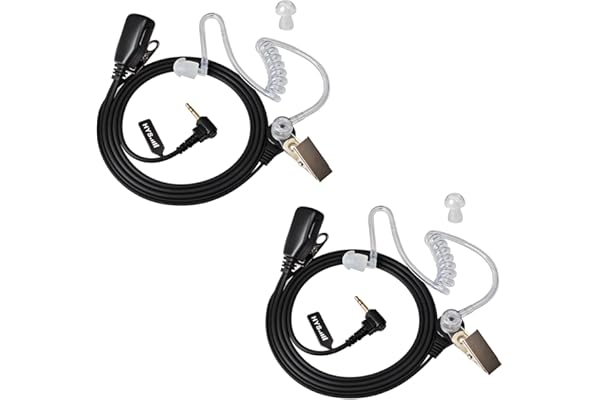 HYS 2.5mm 1Pin Talkie Walkie Oreillette avec Micro, Écouteur de Sécurité Compatible avec Motorola TLKR-T60 T61 T62 T80 T81 T82 T-92 H2O T80 Extreme (TB01TK-2)