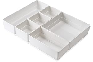 ALPOONS® - Schubladen Organizer (6er weiß) mit Antirutsch Pads für einen extra stabilen Halt. Organizer Schublade für eine klare Übersicht. Organizer Schminke sorgt für Ordnung im Chaos.
