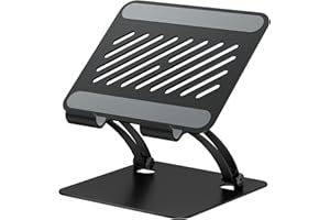 tounee Tablet Holder Stand, Dual Rod Adjustable Aluminum Desktop Stand, Compatible with 4-15.9" iPads, Surface Tablets, Portable Monitor, Kindle and More -Silver (Black)