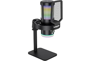 LiNKFOR Microfono da Gaming USB a Condensatore Professionale con Luce RGB, Cancellazione Rumore, Modalità Riverbero Regolabile, Compatibile con PC, PS5, PS4, Mac per Streaming, Podcast, Registrazione