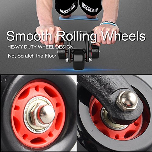 Ranbow Bauchmuskeltraining Ab roller Bauchtrainer Effizientes Oberkörpertraining der Bauch, Rücken und Schultermuskulatur mit Knieauflage und Bremsstopper - 4