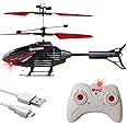 KIDZYMON® Outdoor and Indoor Flying Helicopter with Remote Control | Electronic Radio RC Remote Control Toy | Charging Helicopter with 3D Light & Safety Sensor for Kids - Pack of 1 (Black Red)