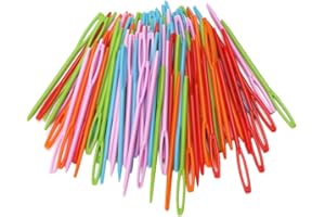 Xuniu 100 Pezzi in plastica Colorata per Cucire Aghi per Bambini arazzo Tessuto di Lana Istruzione 7x0.2cm