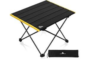 iClimb Ultralight Compact Camping Folding Table with Carry Bag, Two Size (Black - S)