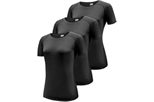 Boyzn Women's 3 Pack Short/Long Sleeve Workout Running Shirts, UPF 50+ Sun Protection Shirts, Athletic Exercise Gym T-Shirts