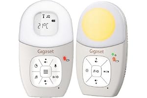 Gigaset Baby 100 Audio – ljudbabymonitor med DECT-teknik – säker tvåvägskommunikation – 300 m räckvidd – matningstimer – temperatursensor – nattlampa – 3-stegs tondisplay, varmvit