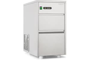 Klarstein Eiswürfelmaschine, Profi Ice Maker, Eiswürfelbereiter für Klare Eiswürfel, Eiswürfelmaschine für Gastro & Zuhause, Leise Eiswürfelmaschine Groß mit Eiswürfelbehälter, 145W, 20 kg/Tag, Silber