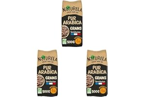 NATURELA - Café Grains Bio - Café Arabica Bio - Torréfaction Lente - Fabriqué en France - 500g (Lot de 3)