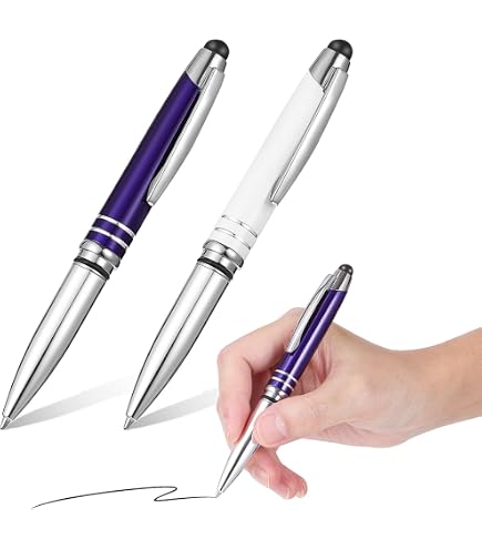 Touchpen 3-in-1 – Kugelschreiber, Touchscreen-Stift & LED-Licht, Silber/weiß Mit Grüner Spitze