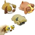 3Pcs Funny Dog Pinch Squishy Squeeze Pop Out Eyes Stress Squeezing, Novelty Fidget Toy Xmas Stocking Fillers for Kids Boys Girls Adults Birthday