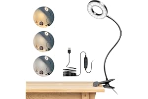 dowowdo Leselampe Bettklemmleuchte - USB 8W 48 LED Dimmbare Klemmbar mit 3 Farbtemperatur, 360° Flexible Klemmlampe Bett, Klemmleuchte für Büro Heimgebrauch, Schwarz