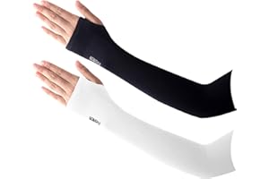 LumiSyne 2 Pairs UV Sun Protection Arm Sleeves Women Men UPF 50+ Stretchy Compression Sleeves Long Elbow Armwarmers Cooling Arm Sleeves For Summer Sports Running Cycling Basketball Tattoo Cover Up
