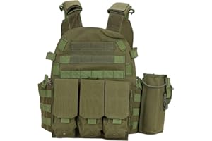Peminkoo Gilet Tactique, Armure corporelle, Porte-Plaque de Chasse, Accessoires Airsoft, armée de Combat Militaire Wargam Molle
