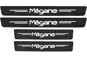 EAGLEG 4 Pezzi Fibra di Carbonio Battitacco per Auto Sticker, per Ren-Ault Megane, Pellicola del Protezione Davanzale Portiera Auto Anti-Graffio Scuff Adesivi Decorativi Accessori,Black