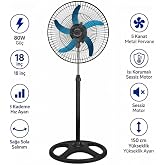Enerji Tasarruflu Motor Sanayi Tip Metal Vantilat&ouml;r Sağa Sola 180 Hareketli S&uuml;per Serinletici B&uuml;y&uuml;kBoy 60W 5 Kanat Pervane 3 