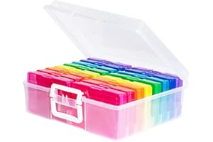 novelinks Boîtes photo transparentes 10,2 x 15,2 cm et transparent Craft Keeper avec poignée – 16 étuis intérieurs Boîte de rangement en plastique (multicolore)