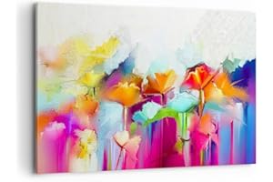 Wandbilder Dekoration Wohnzimmer Blumen Wiese Sommer Bilder auf Leinwand 120x80cm Leinwandbild Schlafzimmer Küche Deko Wand Kunstdruck Art Groß XXL Wanddeko Bild Wall Decor Canvas AA120x80-4095