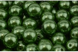 BOX DISPLAYS boxdisplays Green Glass Pearl Round 6mm - Approx 130 Beads