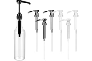 Fonyiunce 6 Stück Sirup Pumpspender, Dosierpumpe, für 1Liter FlaschenbehälterWiederverwendbarer Pumpspender Sirup,mit 6 Langen Schläuchen, Sicher und Ungiftig, Für Wohnungen Küchen Cafés Bars