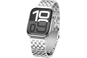 Tasikar Metal Watch Strap Compatible with Apple Watch 49mm 46mm 45mm 44mm 42mm for Men Women, Stainless Steel Replacement Bands for iWatch Ultra 3 2 1 SE Series 11 10 9 8 7 6 5 4 3 2 1, Silver