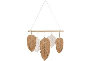 CYHAMSE Plume Murale Décoration Murale Boho en macramé Fait à la Main Tentures murales en Feuilles tissées Chic avec Glands Décoration de la Maison Ornements Tapisserie pour Chambre Salon