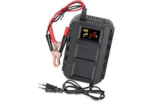 ENJOYGOEU Carica Batteria Mantenitore, 12V 20A Multi Proictezioni Caricatore Intelligente Automato Caricabatterie Manutentore per Auto, Moto, ATV, Camper, Powers Ports (Nero)