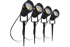 aulyun Pack de 4 Foco Jardin LED con Pincho COB 5W 220V Blanco Cálido Luz LED para Exteriores