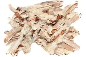 GENERIC 1kg Premium Rabbit Ears with Fur, Hair Furry Air Dried, Natural De-Wormer By Two Amigos Pet Supplies