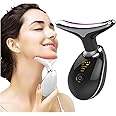Micro-Glow Portable Handset, Neck Face Firming Wrinkle Removal Tool, Double Chin Reducer Vibration Massager with 3 Color Modes for Wrinkles Appearance Removal and Skin Tightening (Black)
