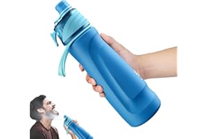 Healter 710ml Gourde Brumisateur Isotherme Gourde Inox Spray Bouteille Sport avec Brumisateur Intégré pour le Vélo, la Randonnée, le Sport, l'Hydratation et le Refroidissemen(Bleu)