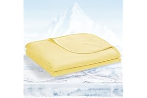 Avoalre Letni koc 2 w 1, koc chłodzący Arc-Chill Coll Fibre Q-Max >0,4 japoński, zimny koc przeciw roztoczom i miękki do łóżka na sofę w podróży 200 x 220 cm-żółty