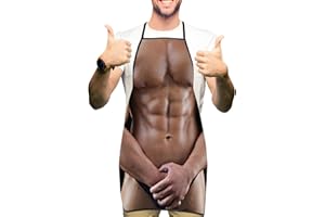 ROONTIN Funny Muscle Man Aprons - Creative Cooking BBQ Grilling Apron - Novelty Gifts for Men & Women