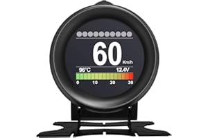 QPKING OBD GPS HUD Compteur numérique multifonction Alarme Vitesse Jauge de température de l’eau Dysfonctionnement-Test pour véhicules standard 12V OBD-II Affichage automobile Hud