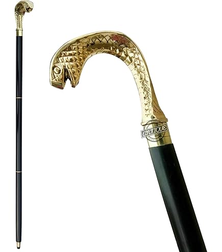 Antique Vibes Brass Handle Victorian Telescope Foldable Wooden Walking Stick Cane Ideal Vintage - View #2