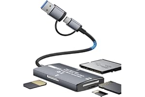 Dalimee SD Kartenleser USB C&USB, 4-in-1 Kartenlesegerät mit SD/TF/CF/MS, Plug-and-Play, bidirektionale Übertragung, USB&USB C Kartenleser für iPhone 15/16/17, Windows, Linux, Mac OS, Android, Geräte