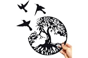MEIYIFAN Albero Della Vita In Metallo Decorazione Murale Silhouette Art, Arte Della Siluetta Per Regalo Presente Decorazione Della Casa Del Giardino Esterno Dell'interno (nero)