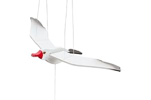 NAUTIMALL Wooden Flying Seagull Decorative Hanging Mobile Nautical Ornament Nursery Room Bird Drop for Patio Balcony Wedding Party(14")