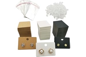 DUGYIRS 300 Pièces Cartes D'affichage de Boucle D'oreille 3 Couleurs Porte-Boucles D'oreilles en Papier avec 600 Pièces Boucles D'oreilles et 300 Sacs Auto-Scellants pour Bijoux D'emballage