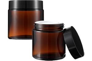 Gjinxi 100ml Bocaux En Verre Ambré, 2 Paquets De Contenants De Cosmétiques Vides Avec Doublures Intérieures Et Couvercles Noirs Pots De Stockage De Lotion De Crème pour Le Visage Petites Bouteilles