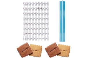 INGJIA Set di francobolli per Biscotti,72 Lettere Pasta di Zucchero Timbro per Biscotti con Lettere dell'alfabeto stampini per Biscotti Biscotti goffratura Strumenti per Decorare Biscotti