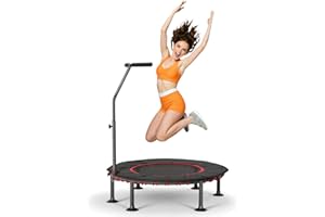 ‎LIFERUN LIFERUN Fitness Trampolin Indoor | mit Randabdeckung | Bis 150kg Belastbar | 3 Verstellbare Haltegriff| Ohne Montage| 102/122cm | Kinder Erwachsene |Gummiseil Trampoline Drinnen | Zuhause Wohnungen